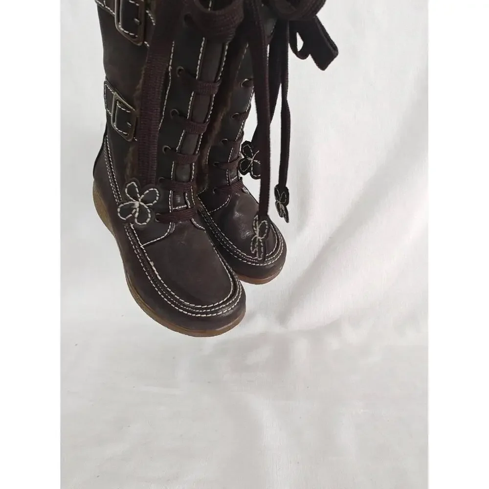 Rachel Shoes Winter Boots Fresno Brown Girls 13 New Lace‎ Up Faux Fur Warm